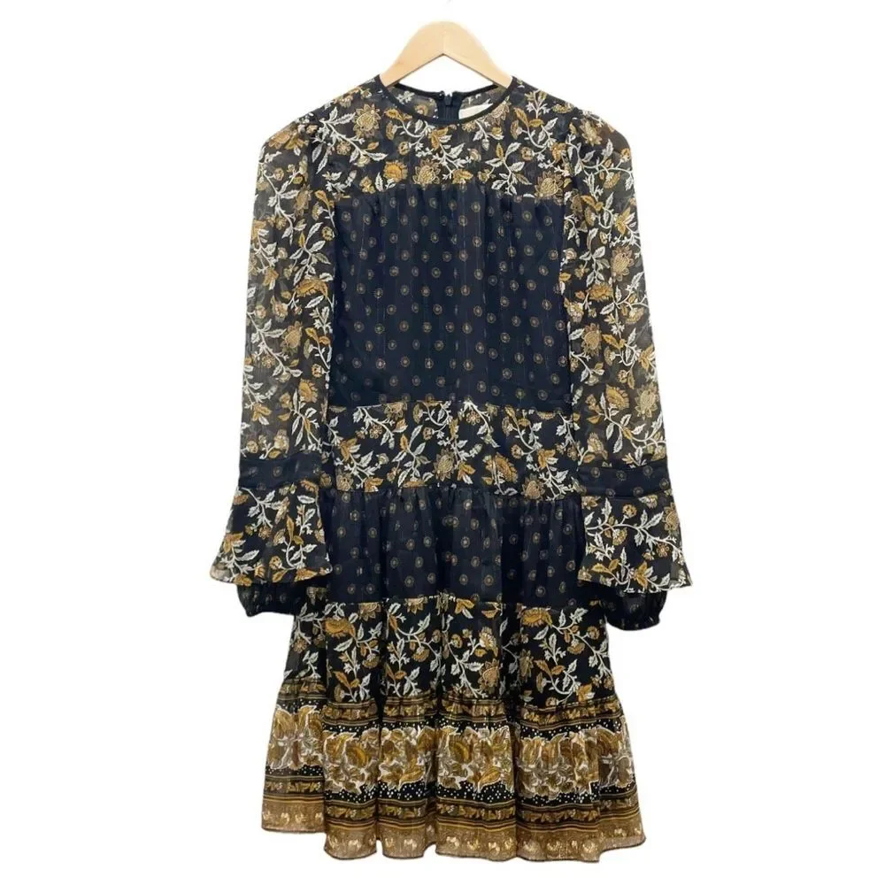 Michael Kors Mixed Botanical Print Georgette Dress Boho Flowy Women’s Size XXS